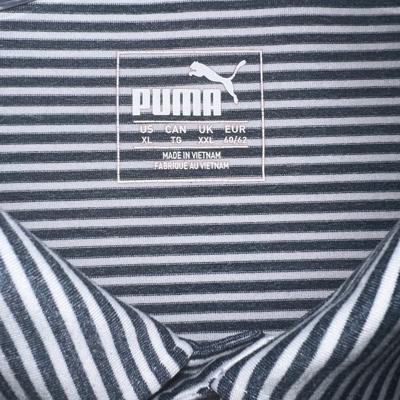 Puma Shirt Men's Size XL Gray Striped‎ Short Sleeve Polo Golf Lightweight - Picture 5 of 8